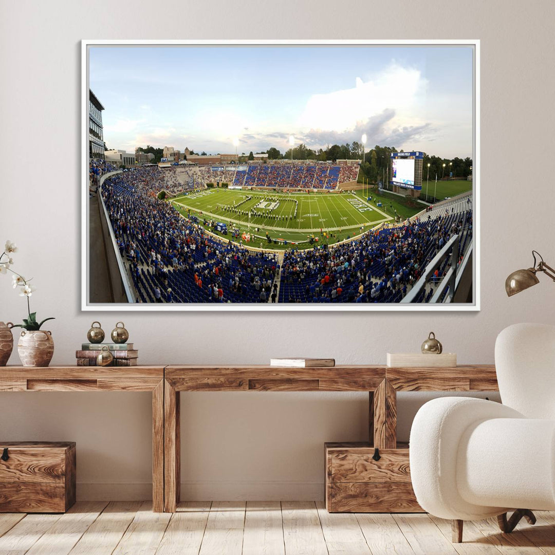 Wallace Wade Stadium print featuring a green field and sky.