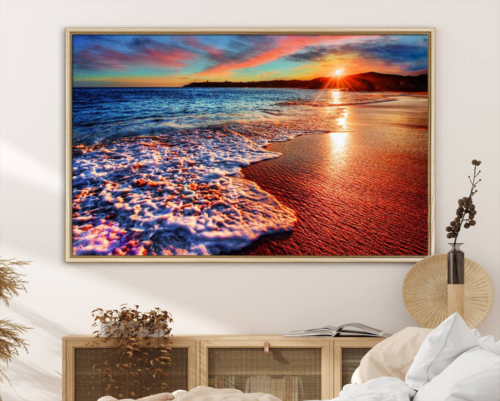 Hawaii Beach and Sunset Wall Art Canvas Print