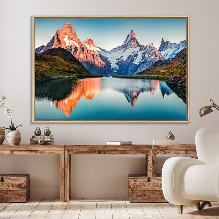 Landscape Mountain and Lake View Wall Art Canvas Print.