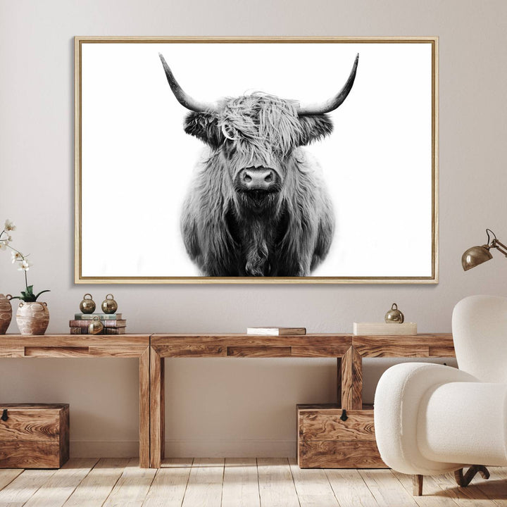 Highland Cow Canvas hanging prominently.