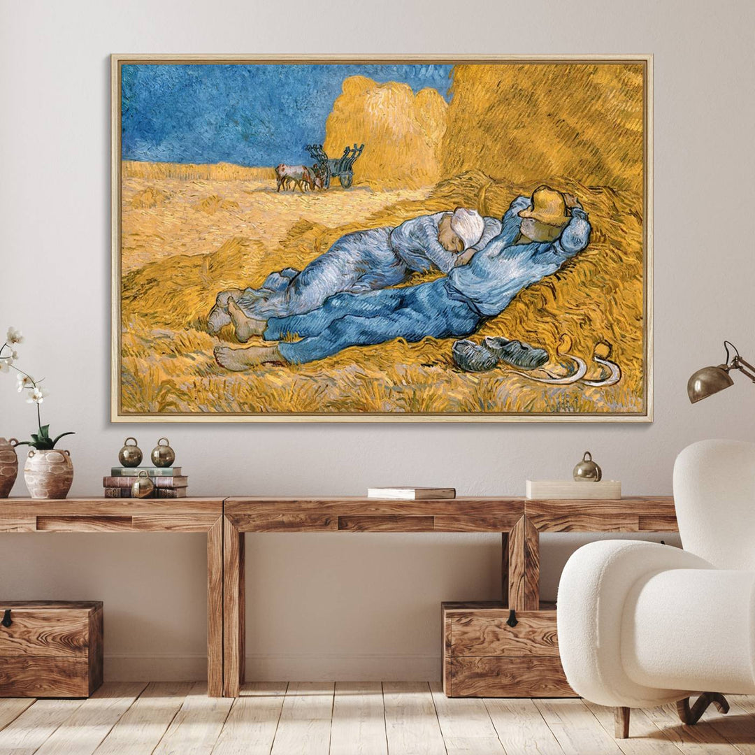 A Vincent Van Gogh Nature canvas print depicting resting farmers.