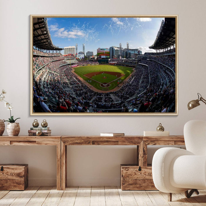 Truist Park Stadium Triple Canvas: Atlanta Braves Game Day Sky—Perfect Decor!.