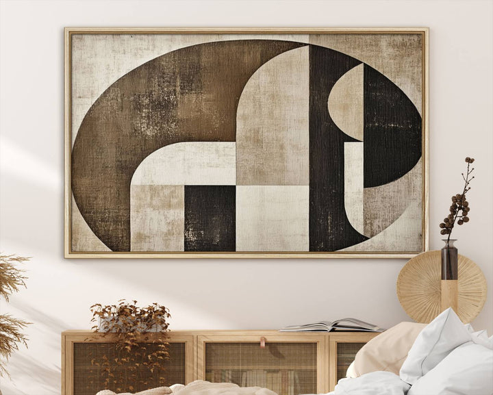 The Wabi Sabi Geometric Minimalist Wall Art Canvas Print is a modern abstract canvas featuring neutral mid-century art, ideal for zen and minimalist decor.