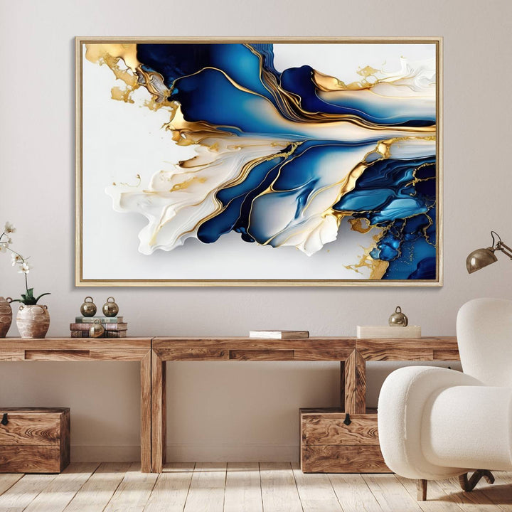 Abstract wall art, Gold Marble Art canvas.