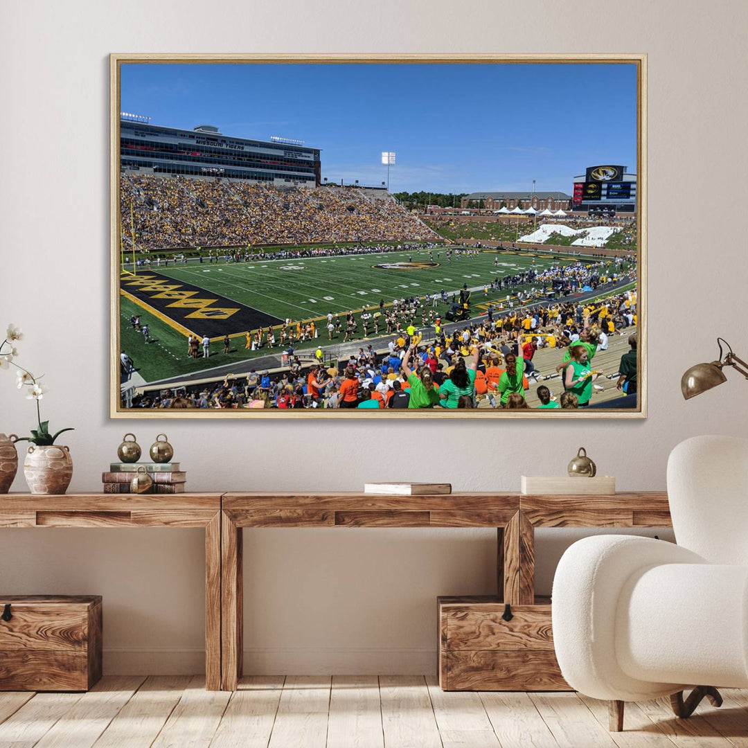 The University of Missouri Tigers Wall Art Canvas Print captures a packed football stadium.