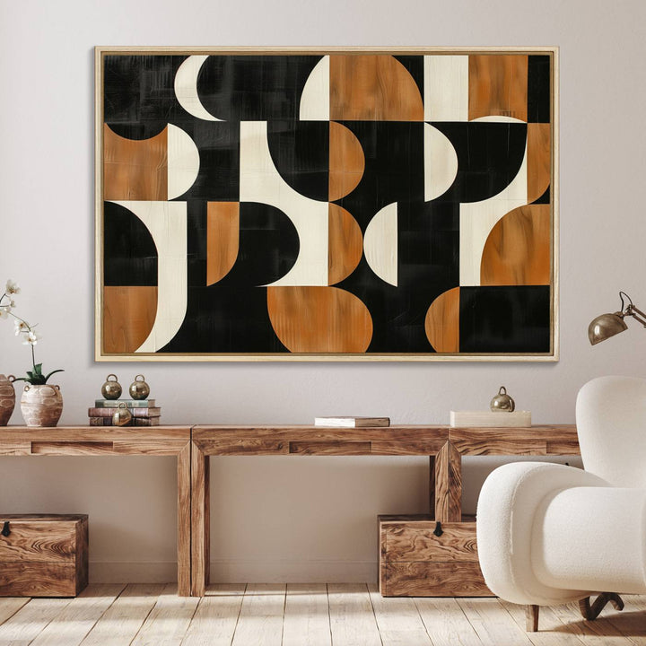 Abstract Geometric Wabi Sabi wall art on museum-quality canvas.