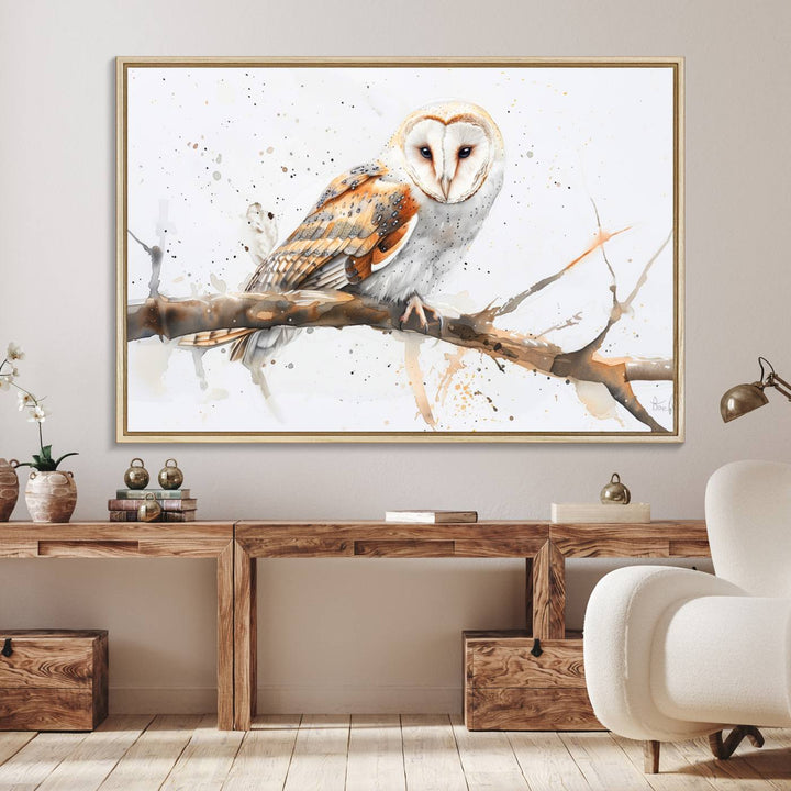 Nature enthusiasts will love the Barn Owl Wall Art on Branch, a stunning canvas print that is ready to hang and beautifully framed.