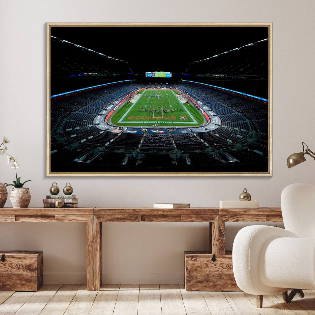 Museum-quality canvas print of Denver Broncos Empower Field at Mile High Stadium.