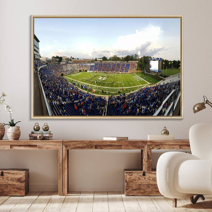 Wallace Wade Stadium print featuring a green field and sky.