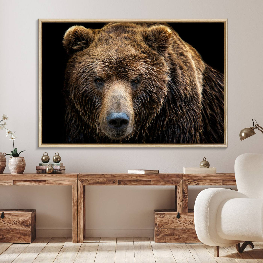 Grizzly Brown Bear Canvas Wall Art.