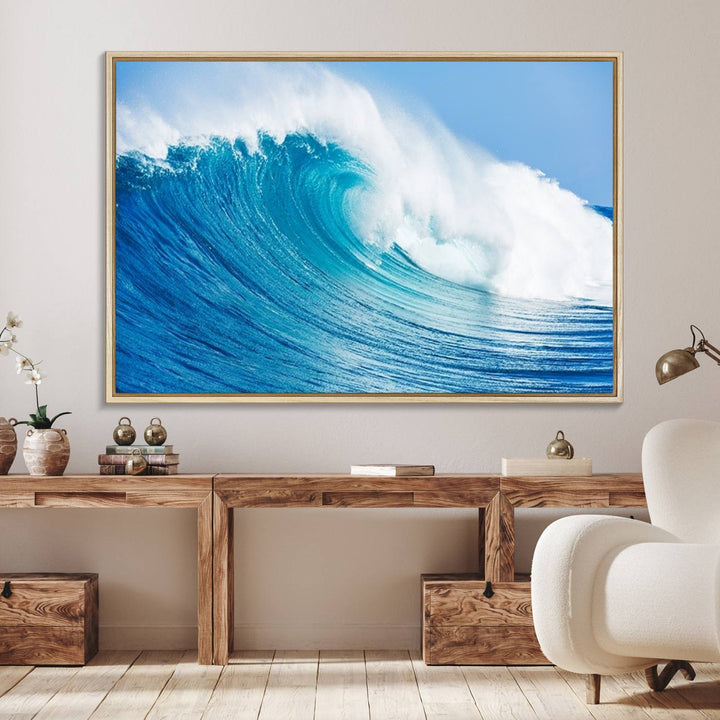 Ocean Wave Canvas Wall Art Print.