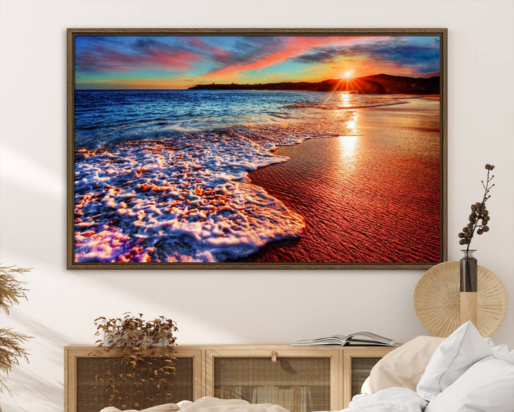 Hawaii Beach and Sunset Wall Art Canvas Print