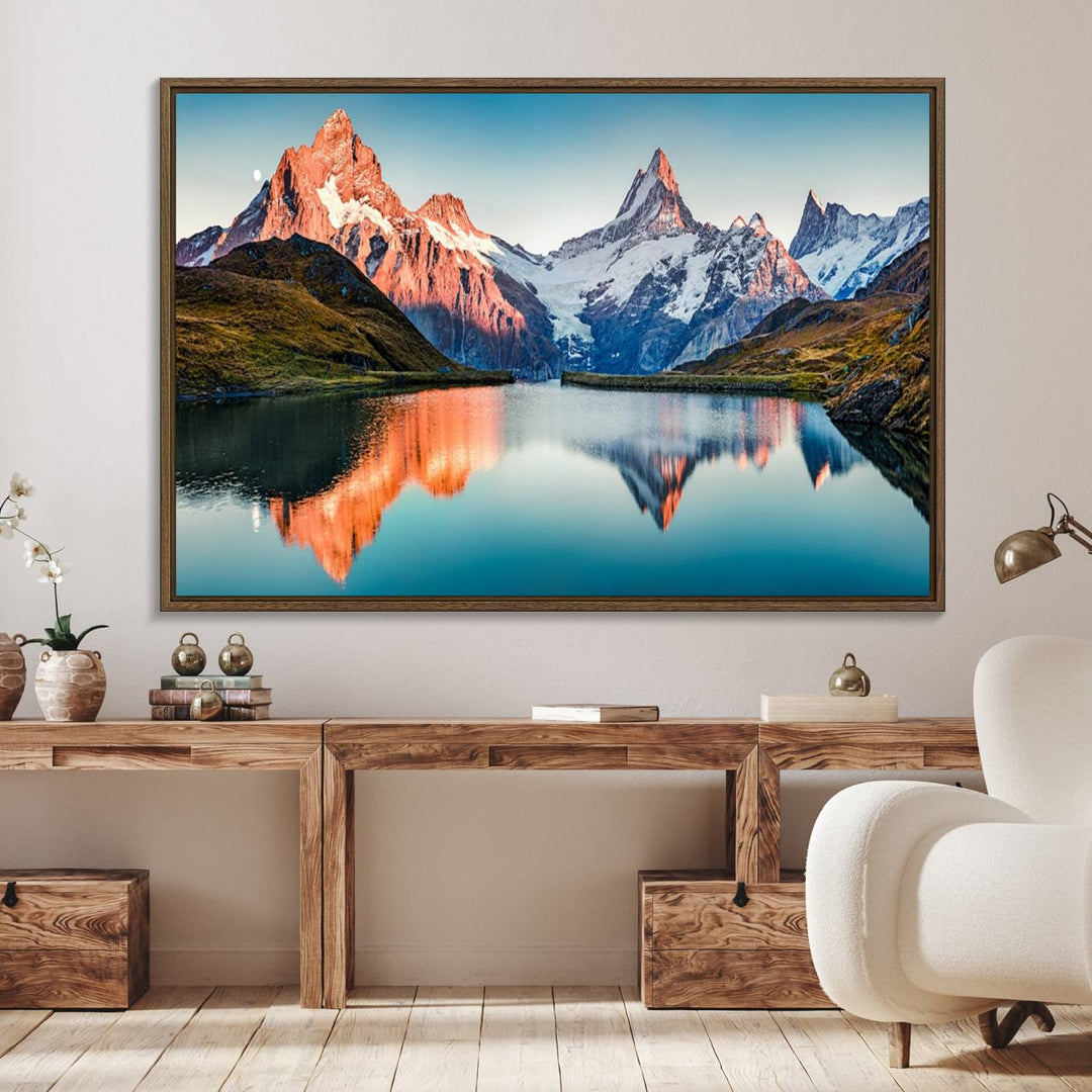 Landscape Mountain and Lake View Wall Art Canvas Print.