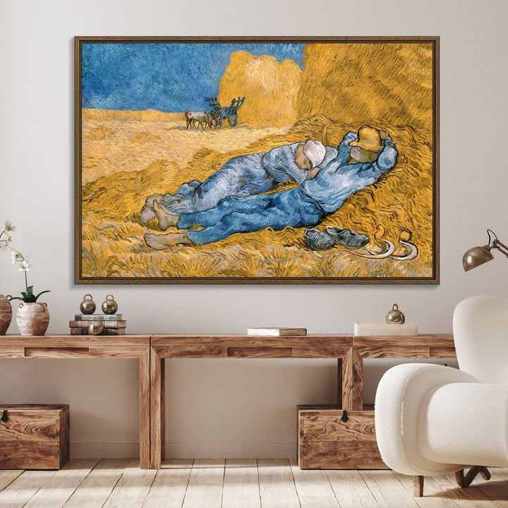 A Vincent Van Gogh Nature canvas print depicting resting farmers.