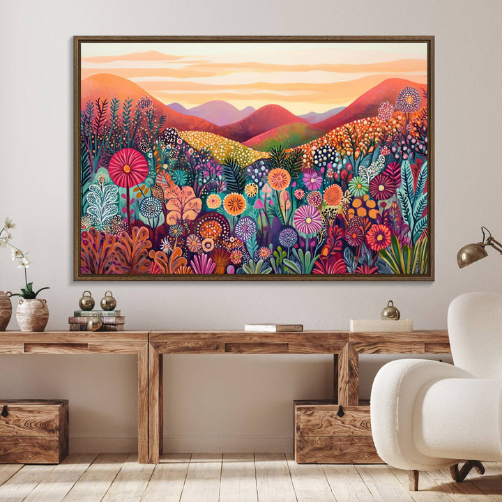 Yayoi Kusama 1986 Wall Art Print—a vibrant, Wabi Sabi abstract landscape that enhances tranquility.