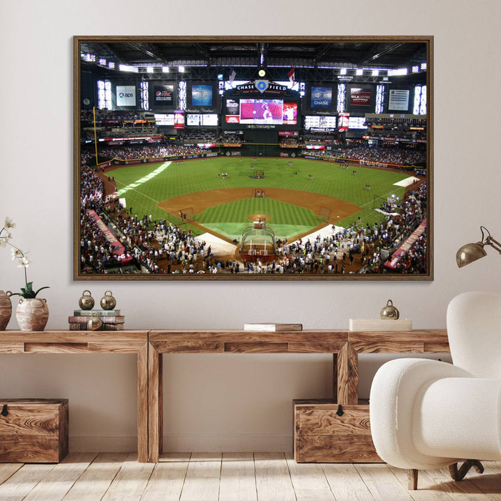 The Arizona Diamondbacks Canvas Print of Chase Field is a meaningful piece of wall art for any sports fan.