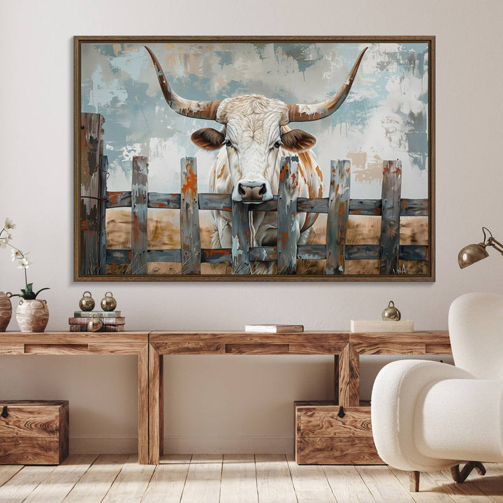 Vintage Cow Wall Art Canvas Print.