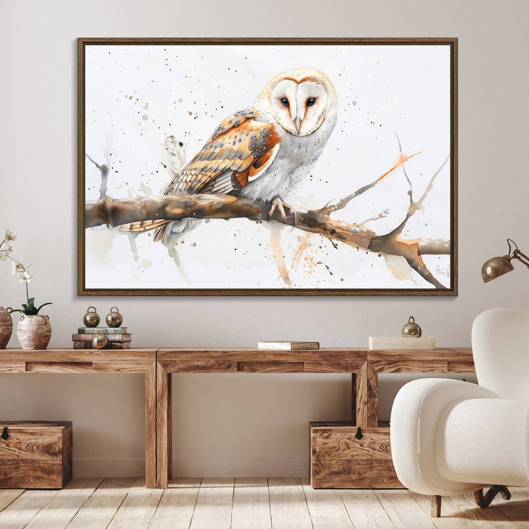 Nature enthusiasts will love the Barn Owl Wall Art on Branch, a stunning canvas print that is ready to hang and beautifully framed.