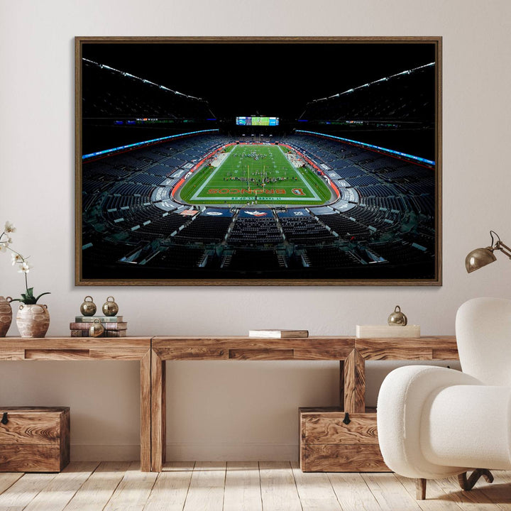 Museum-quality canvas print of Denver Broncos Empower Field at Mile High Stadium.