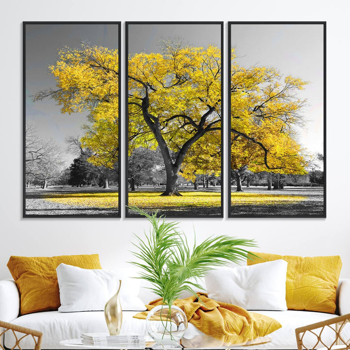 The Big Yellow Tree Canvas Print features vivid art on a ready-to-hang museum-quality canvas.