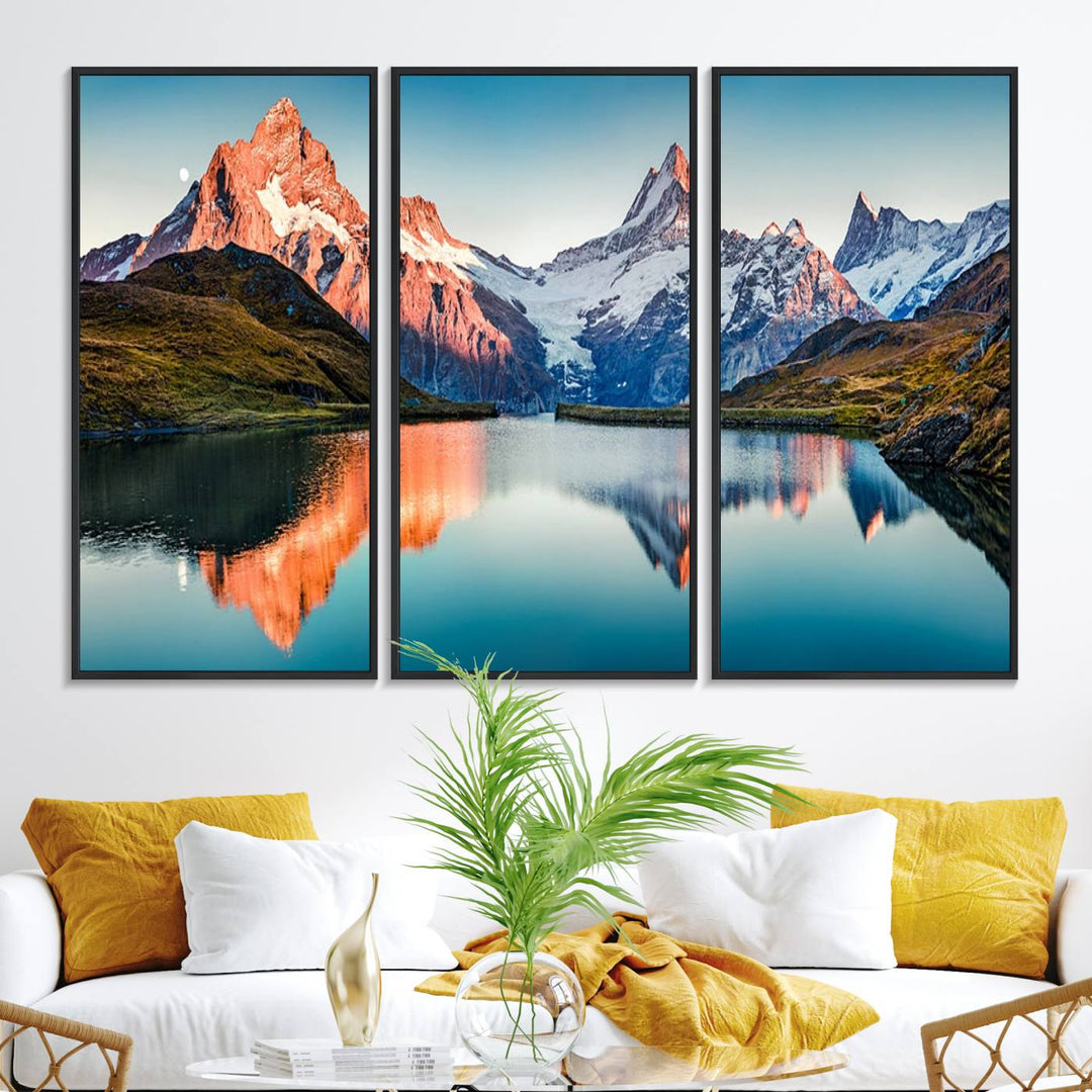 Landscape Mountain and Lake View Wall Art Canvas Print.