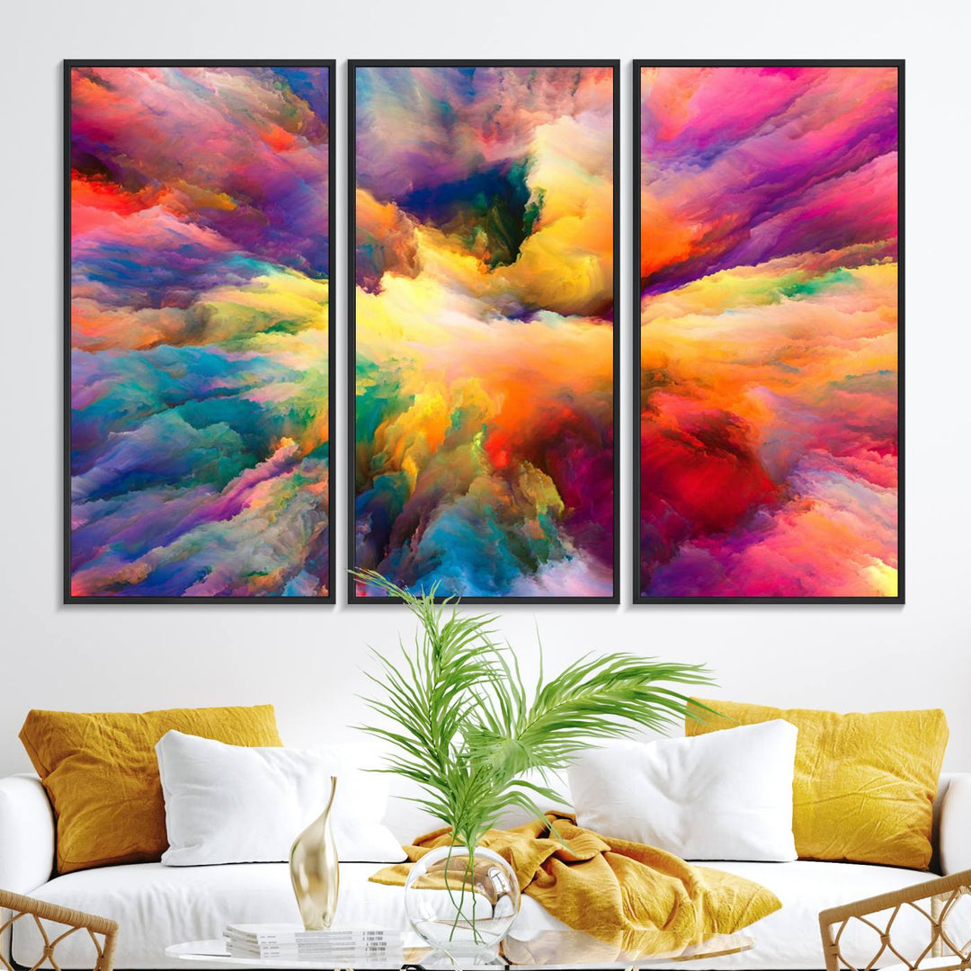 Blazing Vibrant Colors Cloud-like Wall Art Canvas Print adds flair to the space.