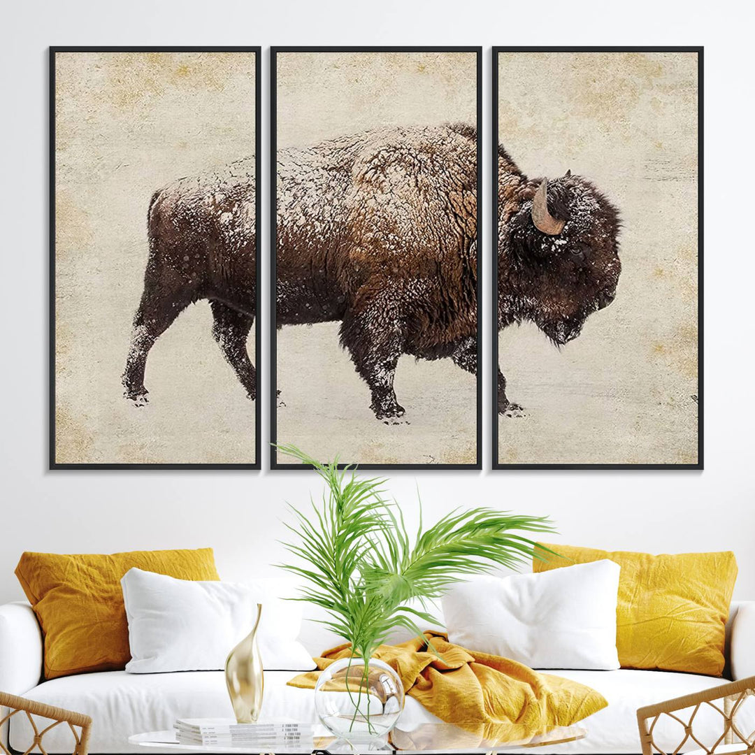 Buffalo Wall Art above a sideboard.