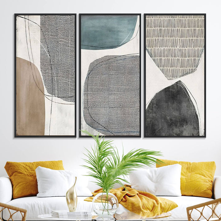 A UV-protective Canvas Print Wall Art Abstract Illustrs Art Boho of geometric shapes.