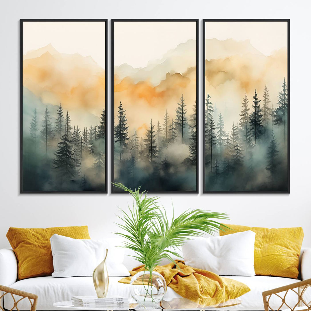 Abstract Forest Print - Mountain Wall Art showcasing a captivating design.