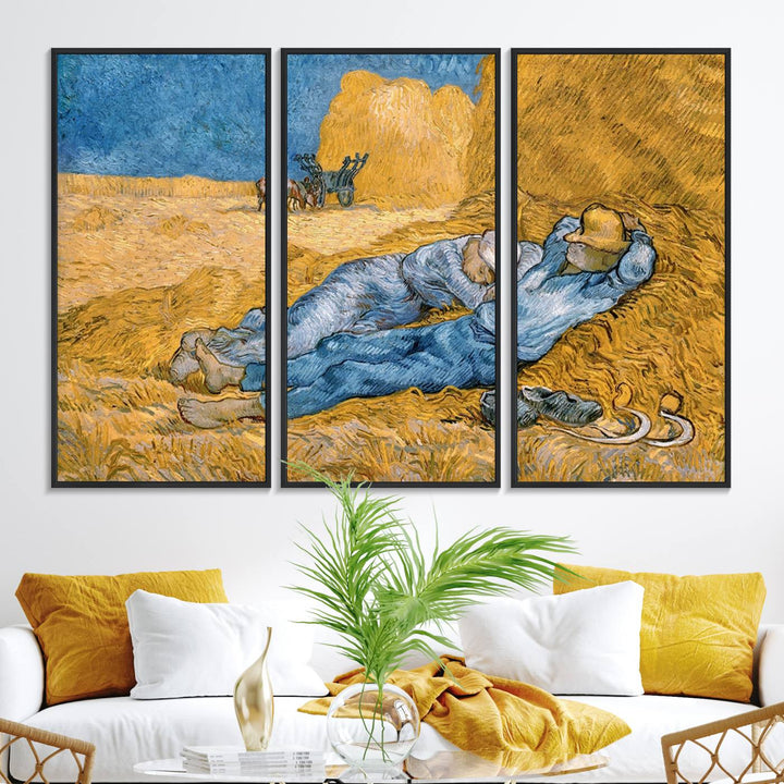 A Vincent Van Gogh Nature canvas print depicting resting farmers.