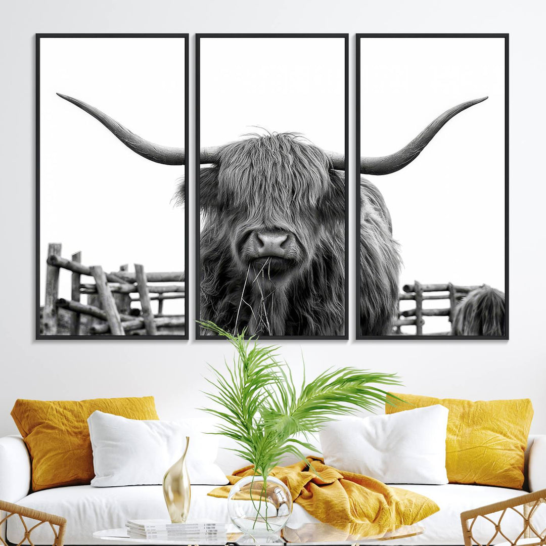 The Bighorn Cow Wall Art adds rustic charm to the space.