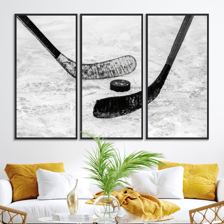 The dining room showcases Winter Ice Hockey Sport Canvas Art.