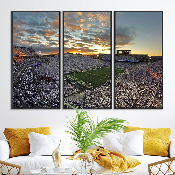 Enhance your dining area with team spirit by mounting the Beaver Stadium Wall Art, capturing sunsets in elegant style.