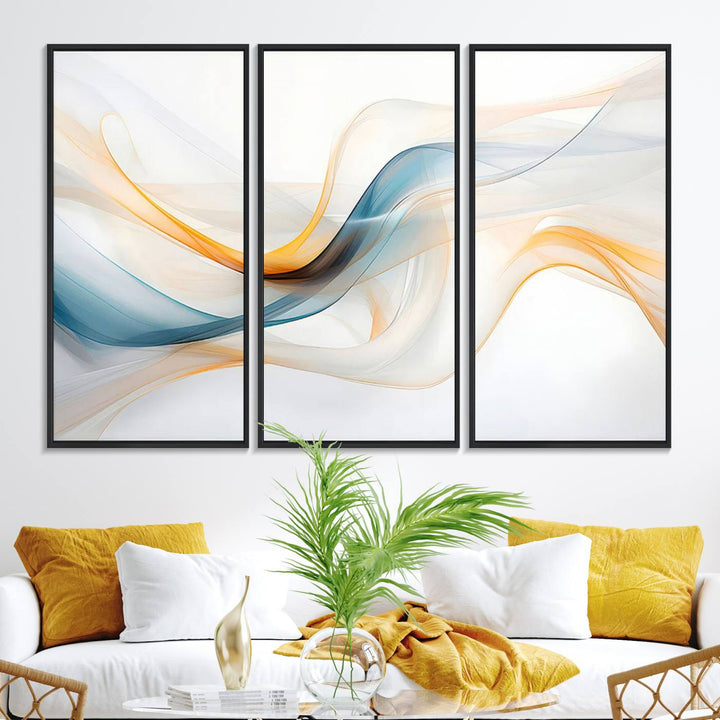 Decorative Turquoise Abstract Wave Wall Art Canvas Print.