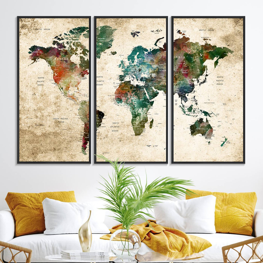 World Map Wall Art Print.