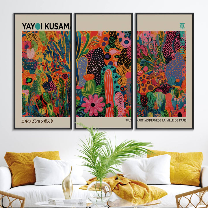 Framed Yayoi Kusama 1986 Wall Art Print adds contemporary style.