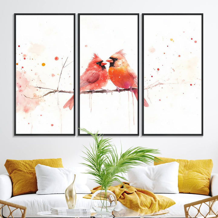 The Cardinal Bird Canvas Wall Art adds vibrant wildlife art to the wall.