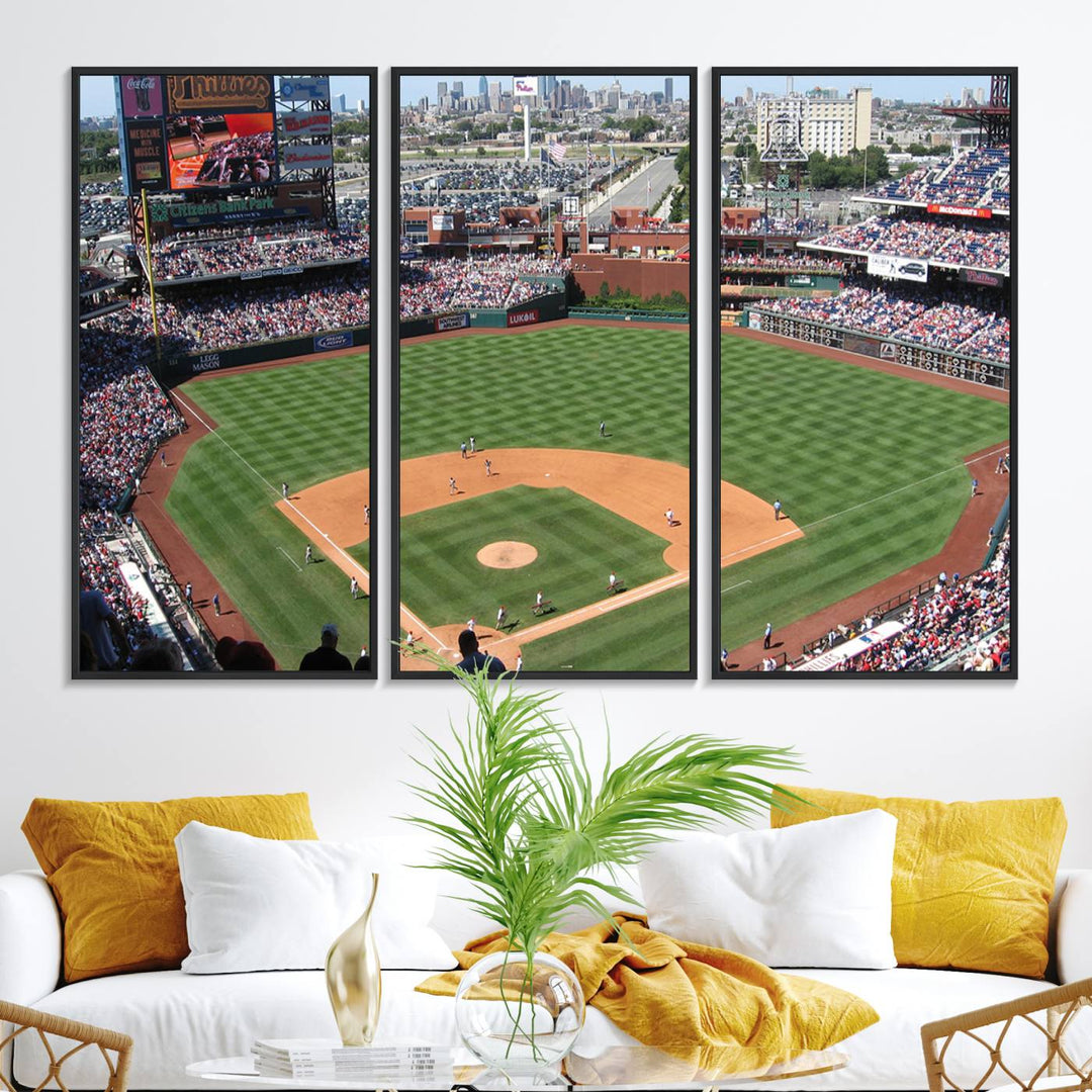 View of a Phillies game at Citizens Bank Park captured as premium wall art canvas.