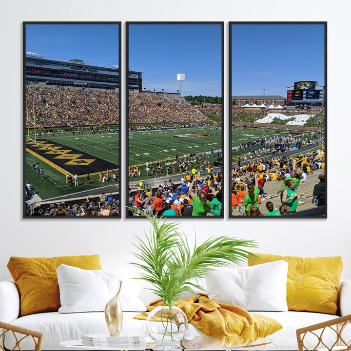 The University of Missouri Tigers Wall Art Canvas Print captures a packed football stadium.