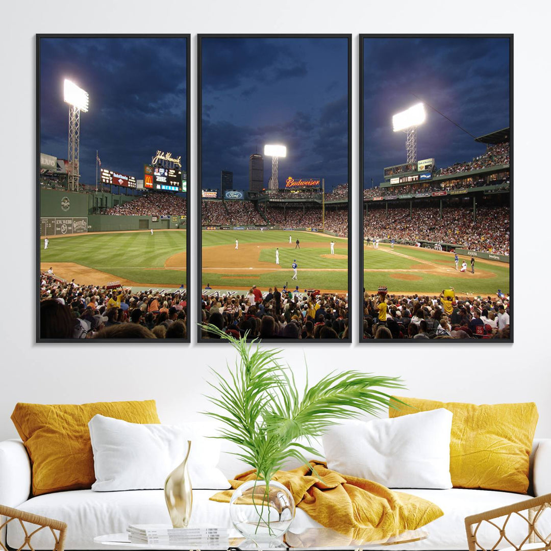 The Boston Red Sox Fenway Park Canvas: a cozy baseball scene, perfect wall art.