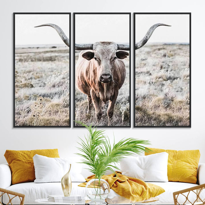 The Rustic Texas Longhorn Canvas Print adds charm to your decor.