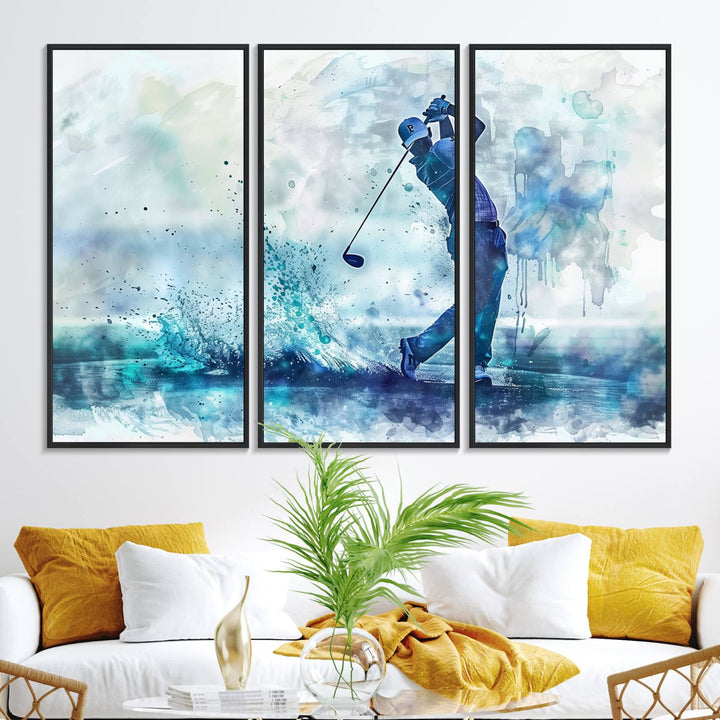 Golf Swing Wall Art Canvas Print, a sports-inspired watercolor decor.