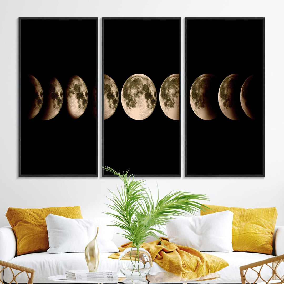 Phases of the Moon canvas print, ideal for lunar sequence decor.