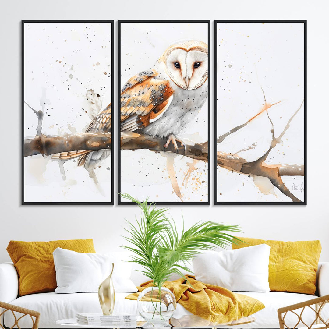 Nature enthusiasts will love the Barn Owl Wall Art on Branch, a stunning canvas print that is ready to hang and beautifully framed.