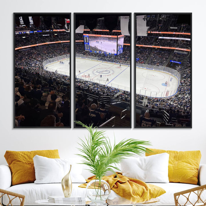 A wall art canvas of Amalie Arena, capturing NHL hockey in Florida.