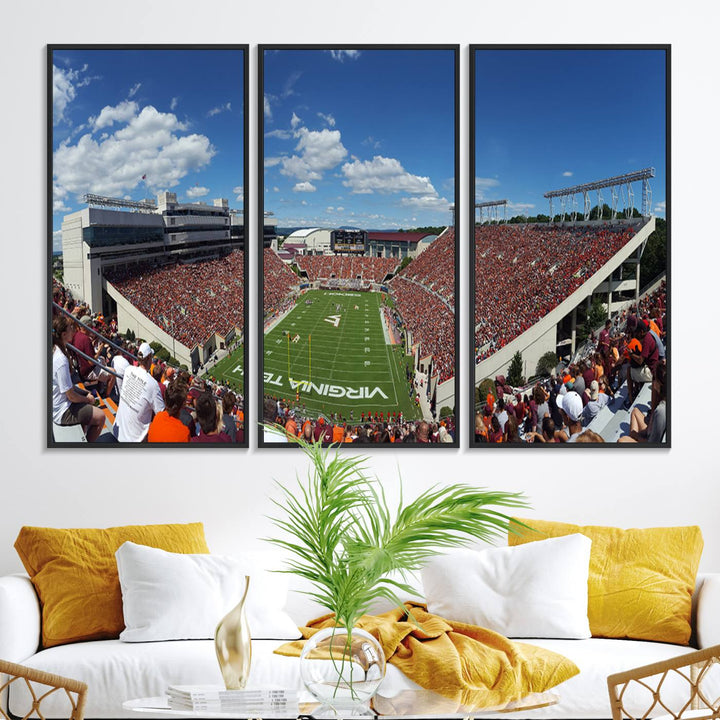 This Lane Stadium print captures Virginia Tech on the field along with the vibrant crowd, making it the perfect wall art for Hokies fans.