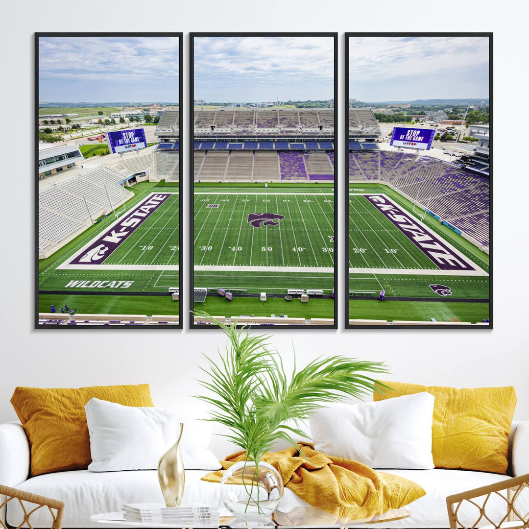 Gallery-quality canvas print featuring the KState Wildcats Football Team at Bill Snyder Family Stadium, Manhattan.