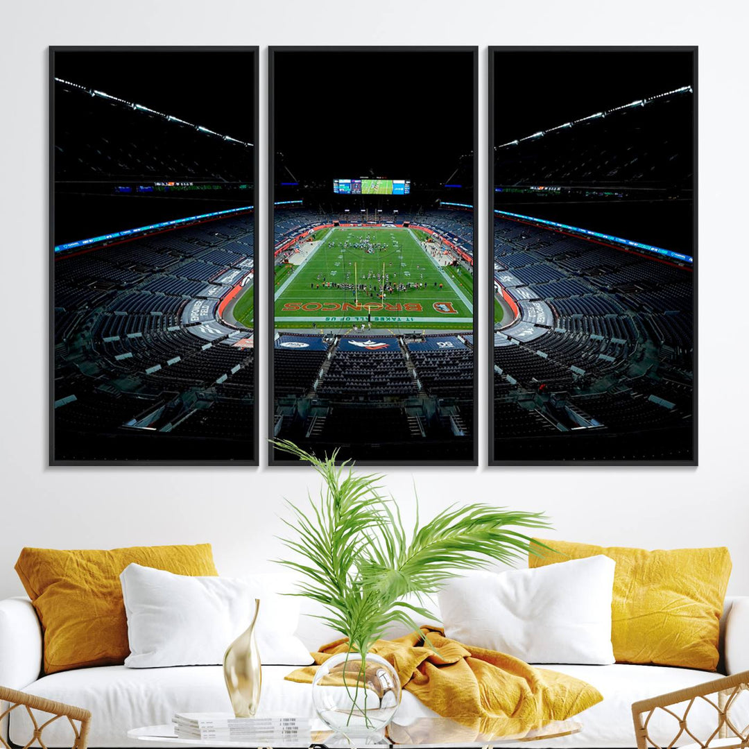 Museum-quality canvas print of Denver Broncos Empower Field at Mile High Stadium.