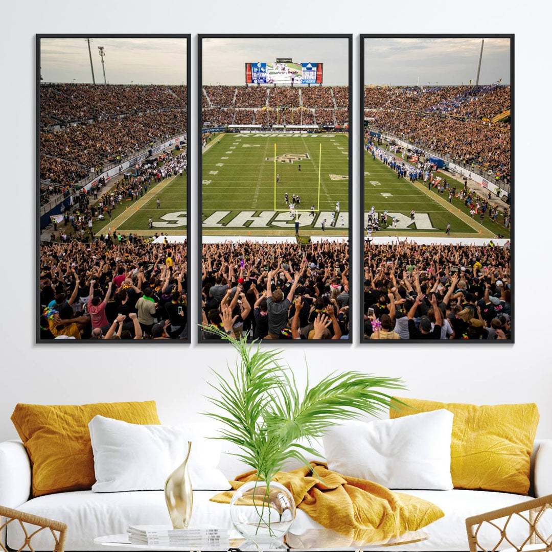 Gallery-quality wall art of the UCF Knights at Orlando FBC Mortgage Stadium, capturing a packed stadium and vibrant field.