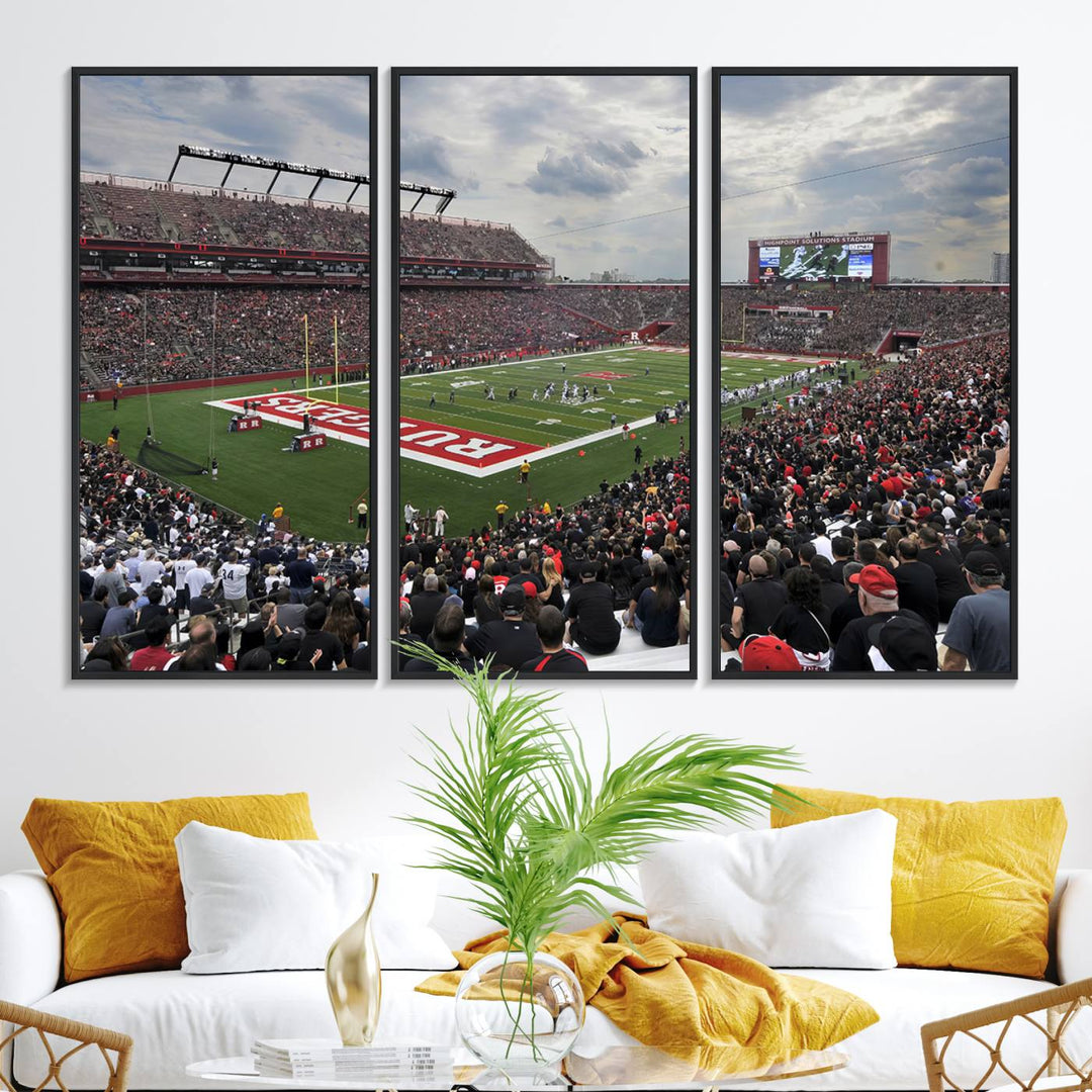 Premium canvas print depicting the Rutgers Scarlet Knights football at SHI Stadium, Piscataway.